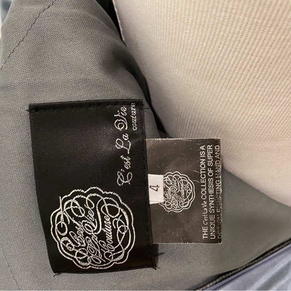 C’est La Vie Cinderella style blue gown with belt detail and train size 4 - Picture 14 of 15